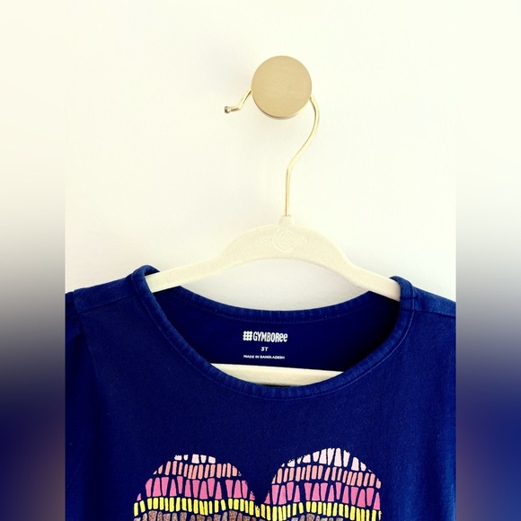 ⚡️4/$20⚡️ Gymboree Kids Navy Tee with Colorful Glitter Heart Design Girls 3T - Picture 3 of 3